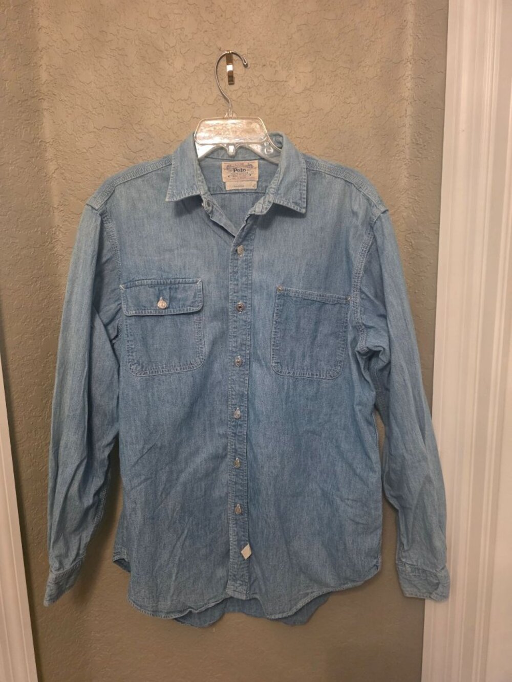 Vtg Polo Ralph Lauren Denim button down Shirt size L - made in USA